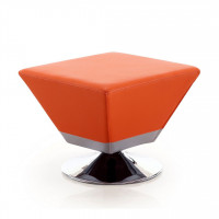 Manhattan Comfort OT002-OR Diamond Orange and Polished Chrome Swivel Ottoman